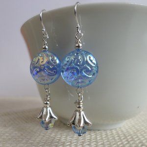 Light Sapphire Czech Glass Earrings